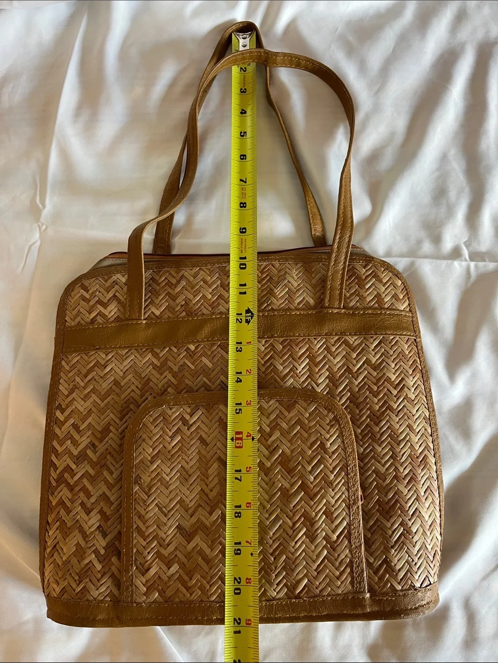 Woven Straw Tote Bag in Brown